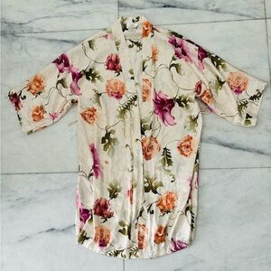 Vintage L.A. Intimates Floral Satin Kimono Robe Size Medium